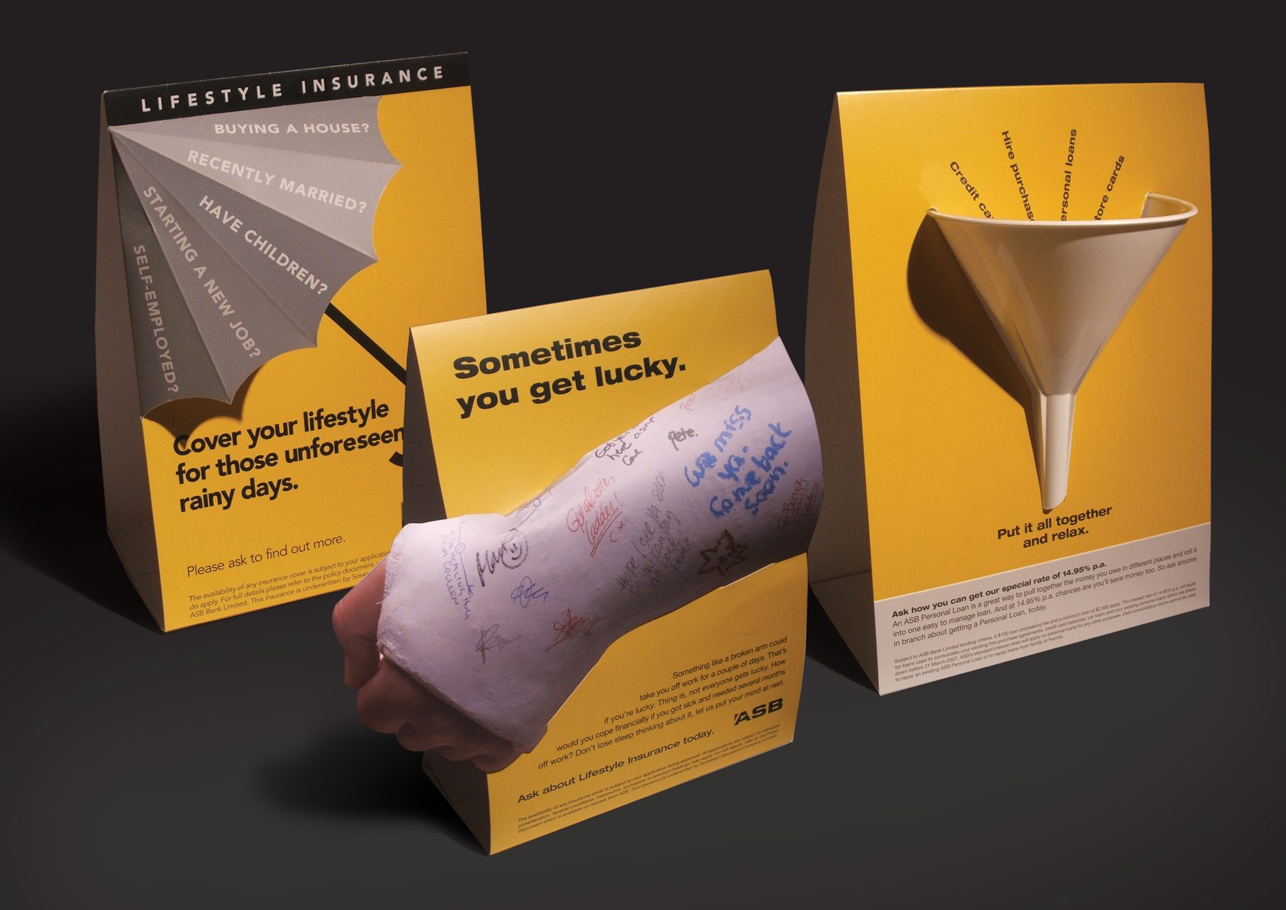 Tent cards for insurance products